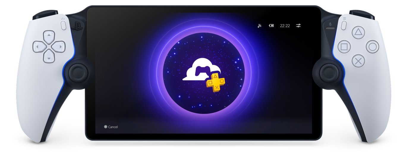The PlayStation Portal remote player, an 8-inch screen between two DualSense-style controller grips